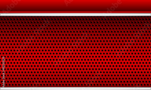 Red Perforated Metal Sheet with White Trim suitable for automotif background