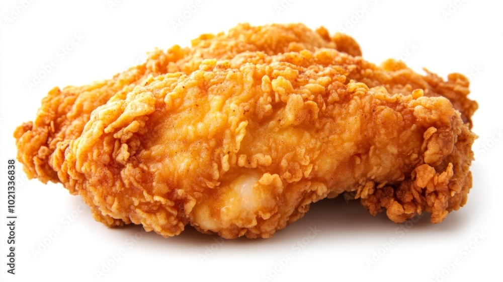 Crispy Fried Chicken Breast on a White Background Realistic Texture. Generative AI Crispy Fried Chicken Breast on a White Background Realistic Texture. Generative AI