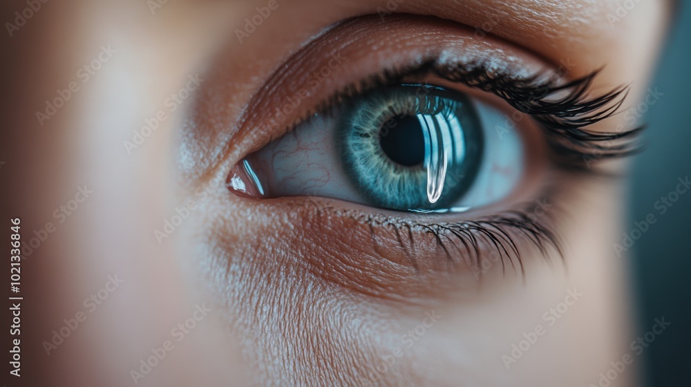 Close-Up of a Blue Eye with Detailed Iris Patterns, AI Close-Up of a Blue Eye with Detailed Iris Patterns, AI