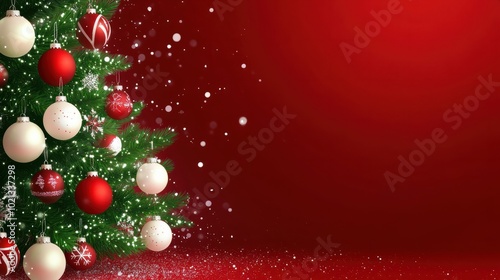 Christmas background. Christmas tree and christmas balls