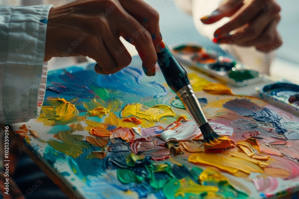 Vibrant colors on artist's palette Vibrant colors on artist's palette