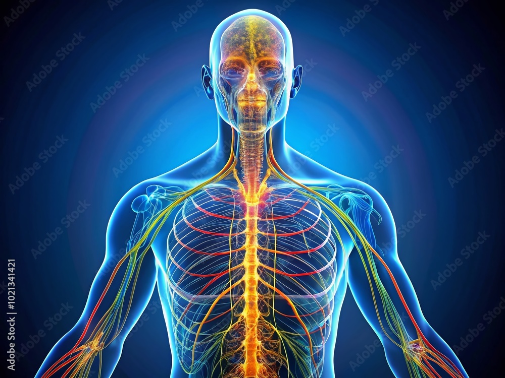 Detailed Nervous System Diagram Showcasing Human Anatomy for Educational Purposes and Medical Illustrations Online Detailed Nervous System Diagram Showcasing Human Anatomy for Educational Purposes and Medical Illustrations Online