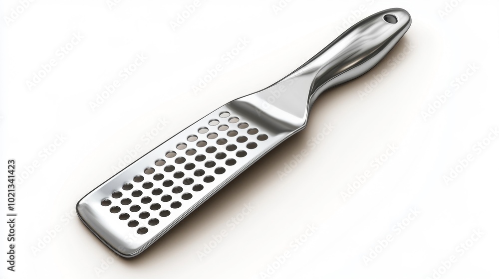 Stainless Steel Handheld Grater on a White Background Isolated Kitchen Tool for Food Preparation. Generative AI Stainless Steel Handheld Grater on a White Background Isolated Kitchen Tool for Food Preparation. Generative AI