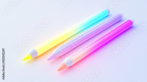 Vibrant highlighters in pastel neon colors on a white background ideal for office supplies school or stationery product advertisements.. Generative AI