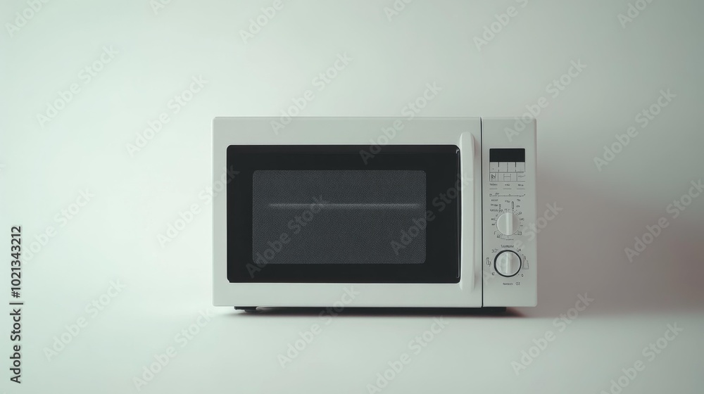 Modern white microwave on a white background sleek and minimalistic kitchen appliance perfect for food preparation and reheating in contemporary homes. Generative AI Modern white microwave on a white background sleek and minimalistic kitchen appliance perfect for food preparation and reheating in contemporary homes. Generative AI