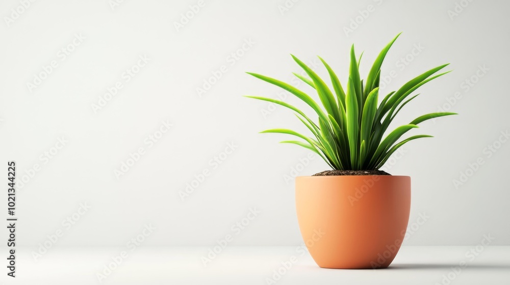 Modern plant in a terracotta pot isolated on a white background perfect for botanical and home interior design use. Bright green leaves contrasted with a simple pot.. Generative AI Modern plant in a terracotta pot isolated on a white background perfect for botanical and home interior design use. Bright green leaves contrasted with a simple pot.. Generative AI