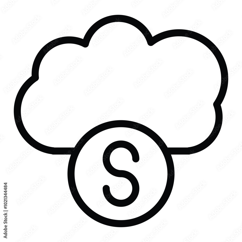 Cloud Computing Icon Outline Style. Editable Stroke Icon. Cloud Computing Icon Outline Style. Editable Stroke Icon.