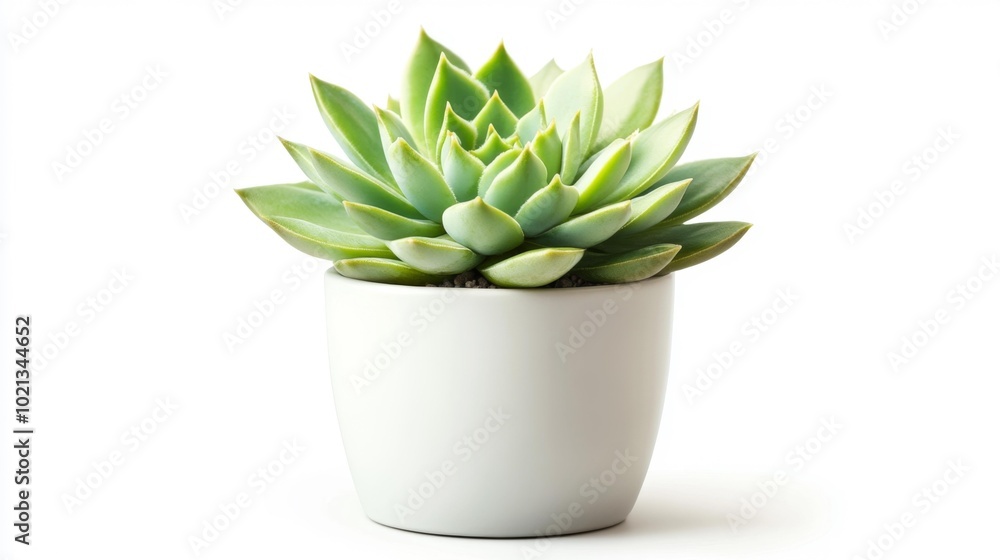 Realistic potted succulent isolated on a white background featuring vibrant green leaves and modern ceramic pot perfect for interior design plant lovers and minimalist decor.. Generative AI Realistic potted succulent isolated on a white background featuring vibrant green leaves and modern ceramic pot perfect for interior design plant lovers and minimalist decor.. Generative AI