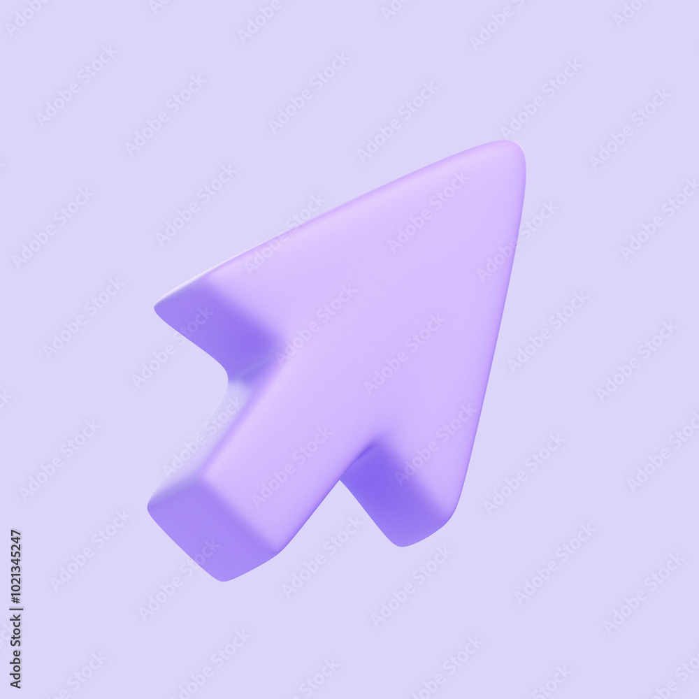 Purple arrow cursor icon on a lavender background, representing digital navigation, interface design, and online interaction. 3D icon, sign and symbol. 3D render illustration Purple arrow cursor icon on a lavender background, representing digital navigation, interface design, and online interaction. 3D icon, sign and symbol. 3D render illustration