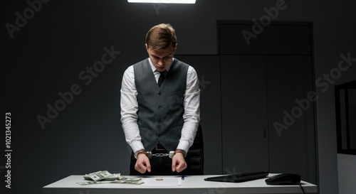 Young man arrest in the room for the bribe photo