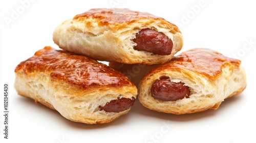 Crispy Sausage Biscuits on a White Background Perfect for Breakfast and Food Photography. Generative AI