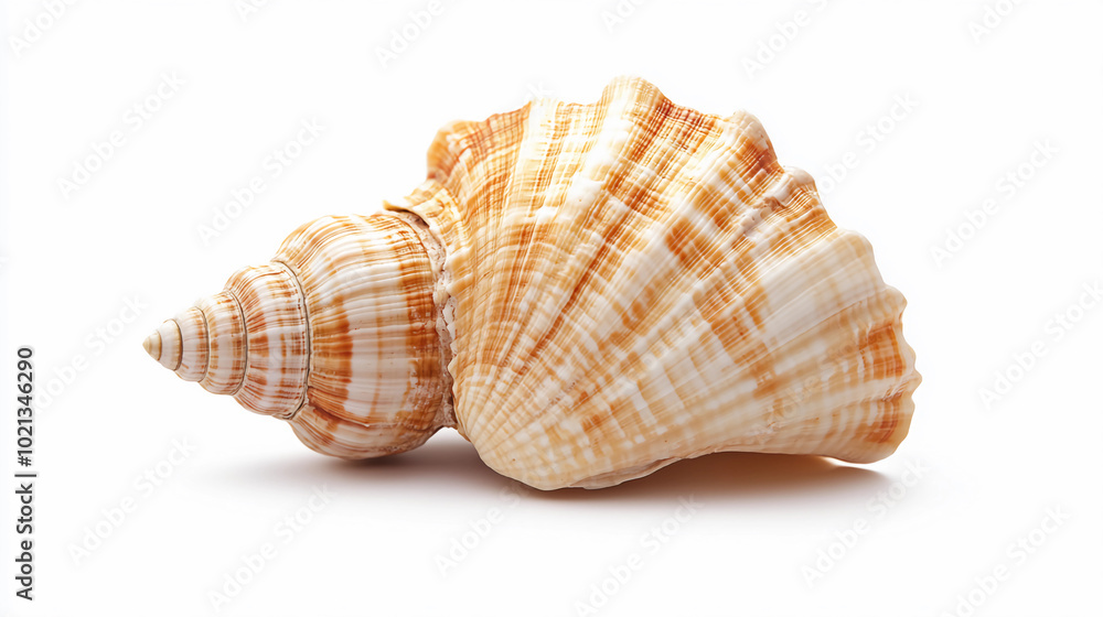Closeup of a Spiral Seashell, Isolated on White Background Closeup of a Spiral Seashell, Isolated on White Background