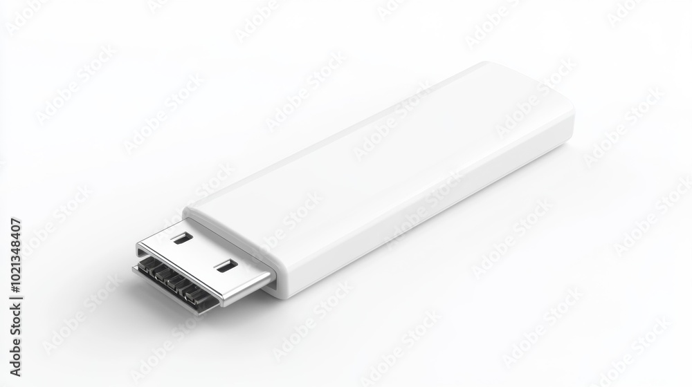 White USB flash drive on a white background featuring a sleek and minimalistic design perfect for digital storage solutions and tech products.. Generative AI White USB flash drive on a white background featuring a sleek and minimalistic design perfect for digital storage solutions and tech products.. Generative AI