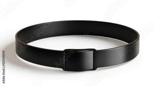 Black weightlifting belt on a white background essential for back support and safety during strength training and heavy lifting workouts.. Generative AI