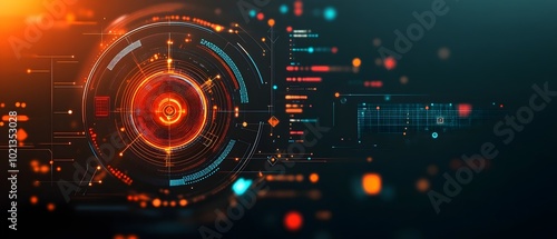 Mesmerizing game background featuring a data visualization system with abstract geometric patterns holographic elements and a high tech user interface