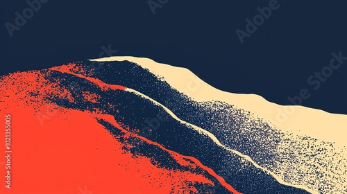 Vibrant abstract landscape with bold colors, showcasing dynamic textures and sweeping lines for creative backgrounds or artworks.