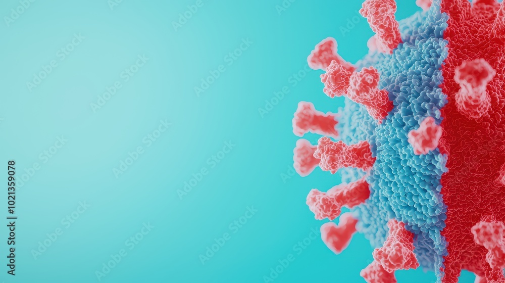 Detailed illustration of a virus cell on a blue background. Detailed illustration of a virus cell on a blue background.