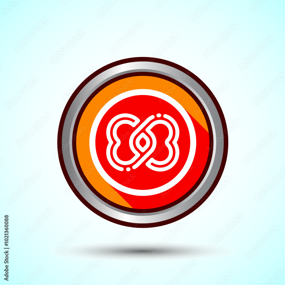 Obraz premium Infinity, Eternity, Icon Design Illustration, Endless Icon For Apps and Websites, Orange Shadow Button Design