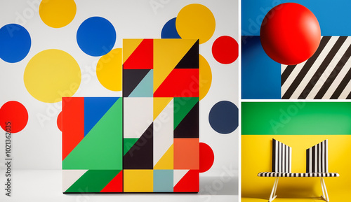 Bright and Bold Wallpaper. Geometric Art Concept