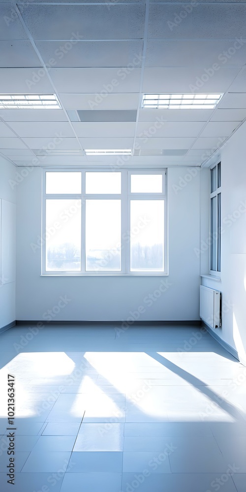 Fototapeta premium Empty Office Space with Large Windows
