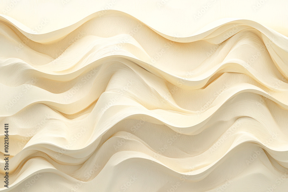 Obraz premium Abstract cream-colored background with layered flowing waves and soft curves.