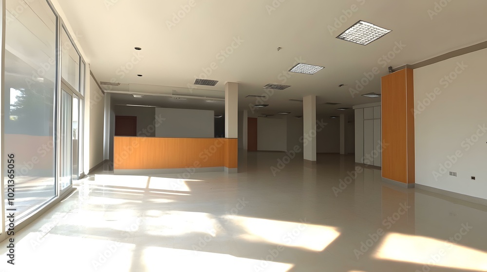 Empty Office Space With Large Windows Empty Office Space With Large Windows