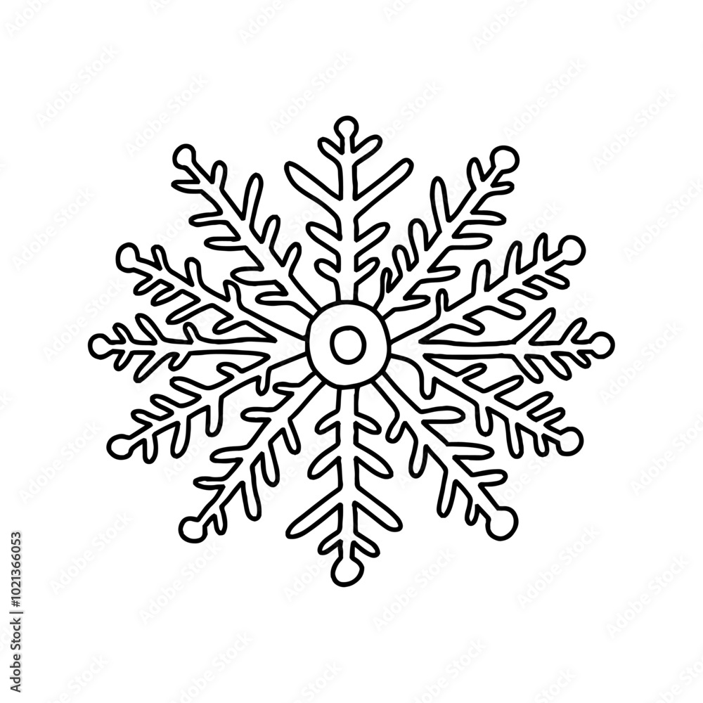 Snowflake in doodle style. Vector, isolated Snowflake in doodle style. Vector, isolated