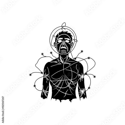 Hand drawn illustration of anxiety 