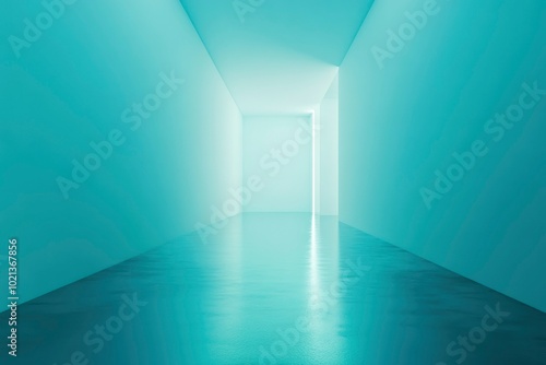 Light Reflecting on a Smooth Teal Floor in an Empty Room