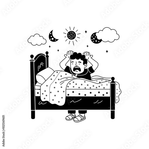 Hand drawn illustration of a person feeling drained 