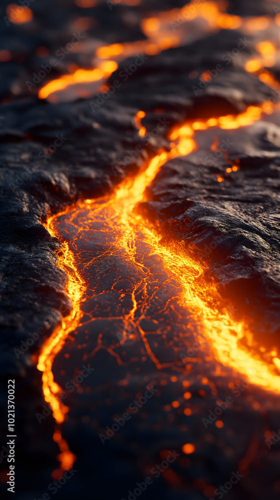 火山爆发,从山上流下来的红色熔岩 火山爆发,从山上流下来的红色熔岩