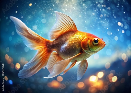 Elegant Goldfish Outline Illustrating Graceful Movement in Water, Perfect for Aquatic Designs and Themes