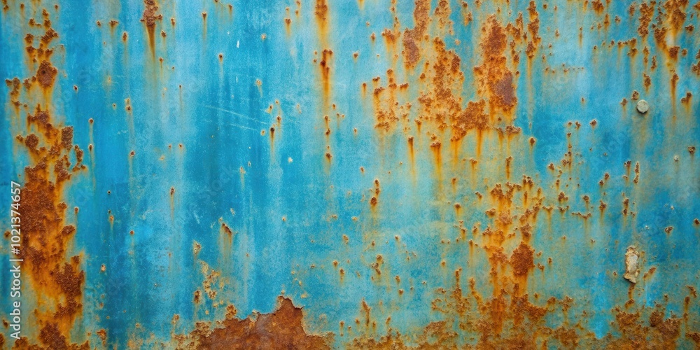 A weathered blue metal surface with streaks of rust, showcasing the effects of time and corrosion. A weathered blue metal surface with streaks of rust, showcasing the effects of time and corrosion.