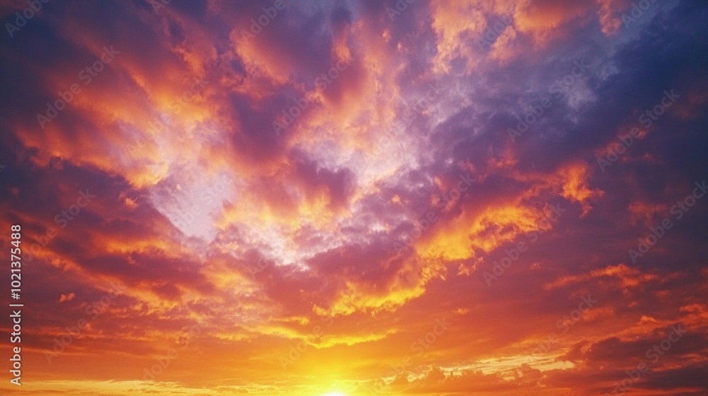 Fototapeta premium Breathtaking Sunset with Vibrant Oranges, Pinks, and Purples