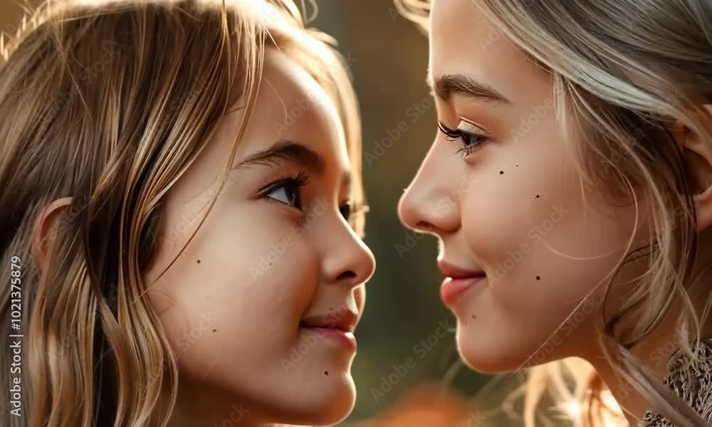 Two young girls are looking at each other with smiles on their faces Video Two young girls are looking at each other with smiles on their faces Video