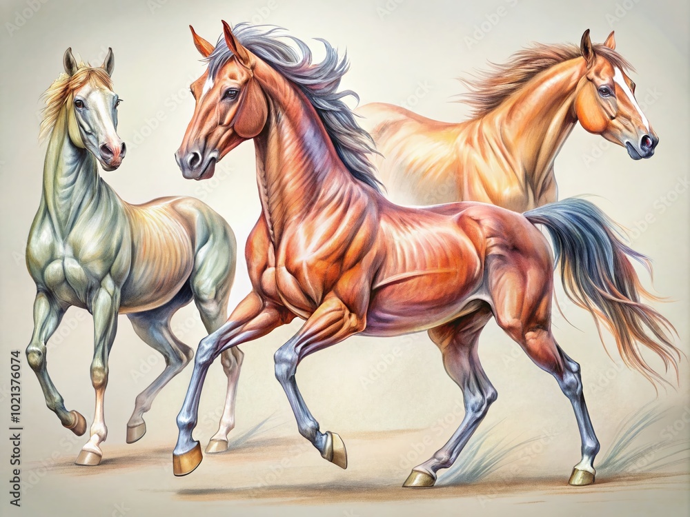 Elegant Horse Sketches in Various Poses Capturing the Beauty and Grace of Equine Anatomy and Movement Elegant Horse Sketches in Various Poses Capturing the Beauty and Grace of Equine Anatomy and Movement