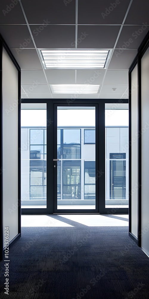 Modern Office Interior with Floor to Ceiling Windows Modern Office Interior with Floor to Ceiling Windows