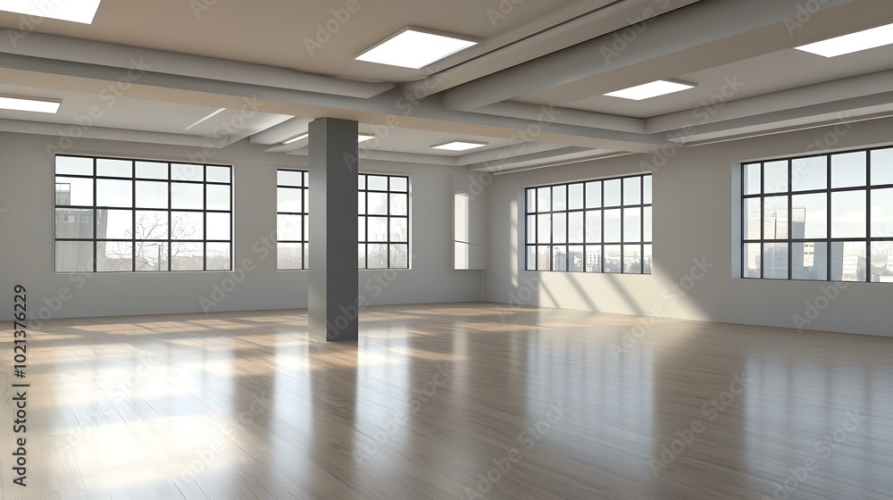Modern Loft Interior Design with Large Windows and Wood Flooring Modern Loft Interior Design with Large Windows and Wood Flooring