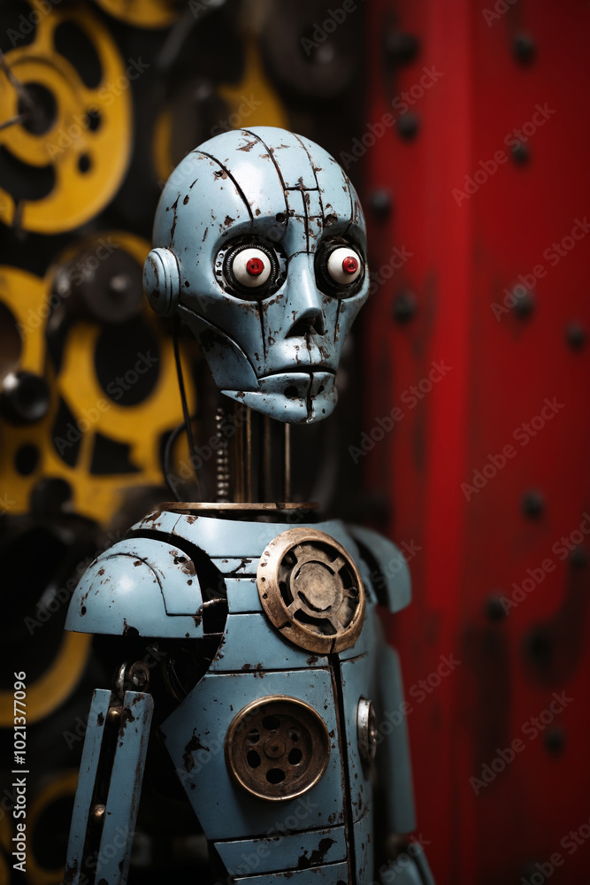 Fototapeta premium Old robot with vintage gears