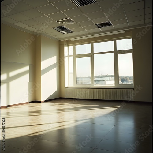 Empty Room With Window and Sunlight