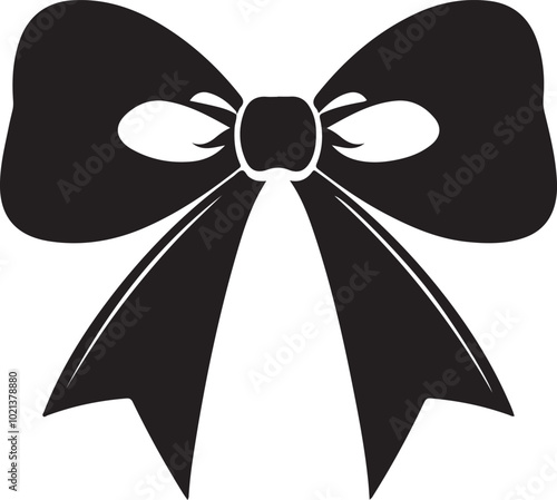 Ribbon bow silhouette on a white background,  Cheer bow vector art