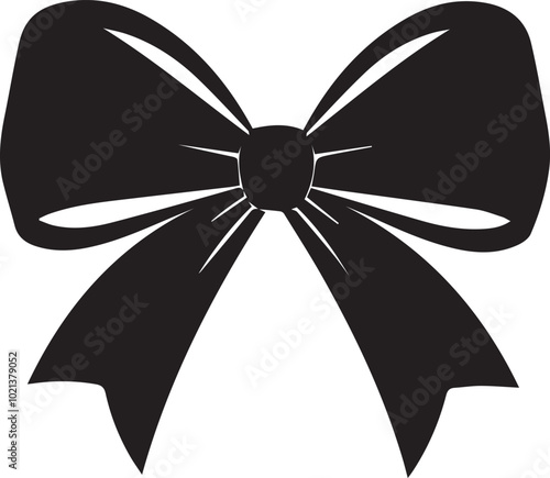 Ribbon bow silhouette on a white background,  Cheer bow vector art