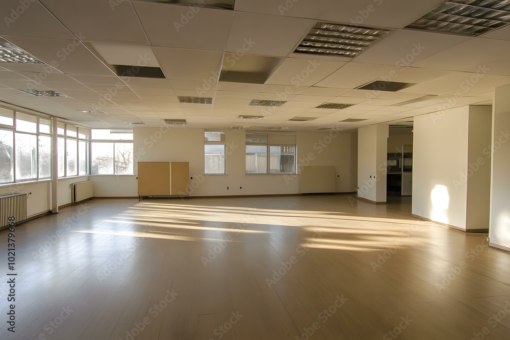 Empty Room With Windows and Wooden Floor Empty Room With Windows and Wooden Floor
