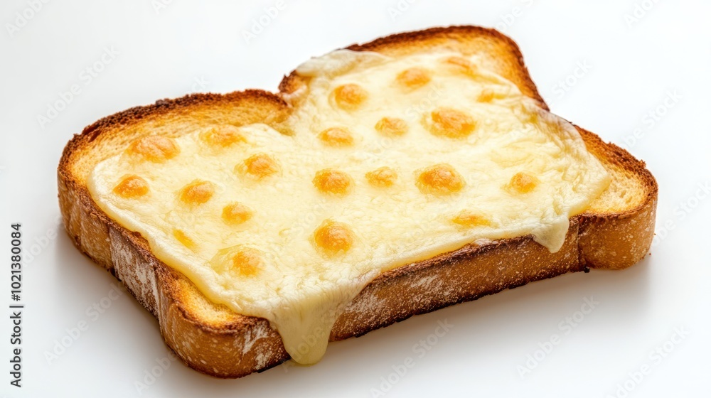 Toast topped with melted cheese, showcasing a delicious snack or appetizer. Toast topped with melted cheese, showcasing a delicious snack or appetizer.