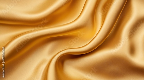 Soft, luxurious golden silk fabric with gentle folds and smooth texture, ideal for use in fashion or background designs.