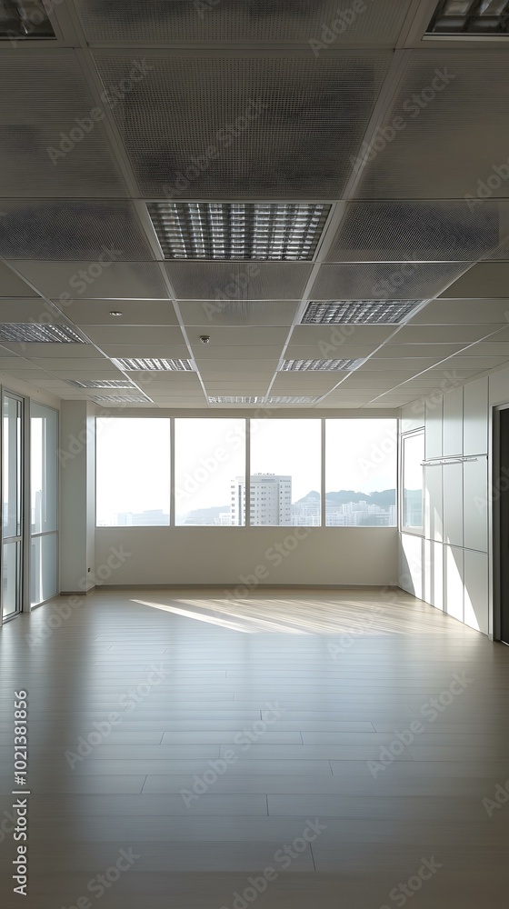 Empty Office Space With Large Windows and City View Empty Office Space With Large Windows and City View