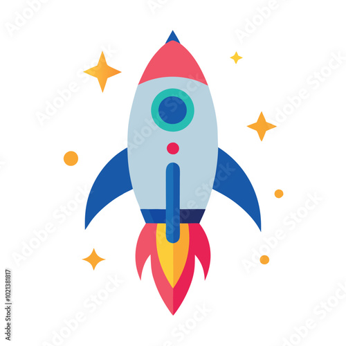 Rocket spaceship launch vector illustration.