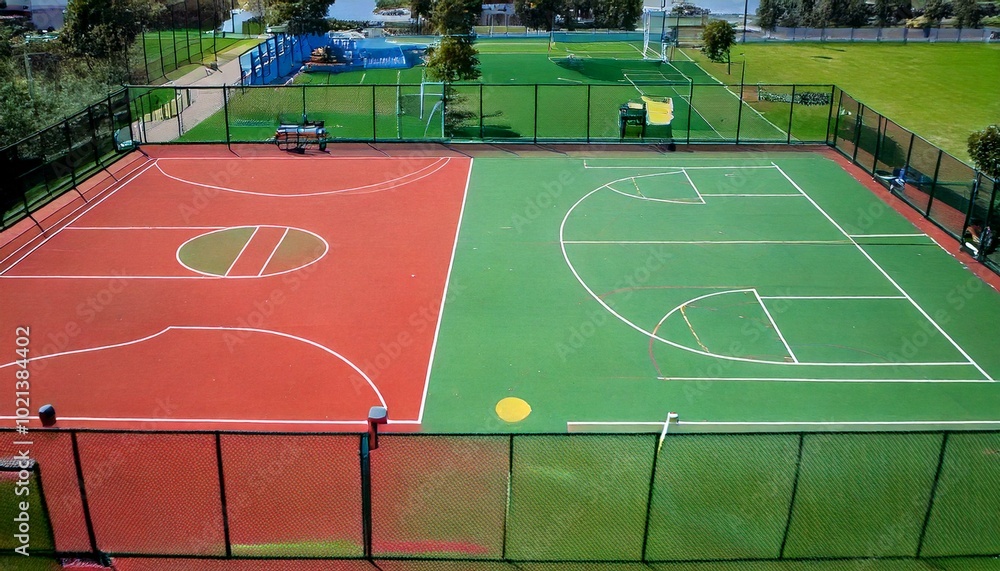 Fototapeta premium basketball court football field and volleyball court 