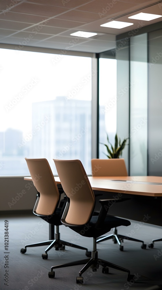 Modern Office Meeting Room With Two Chairs And Wooden Table Modern Office Meeting Room With Two Chairs And Wooden Table