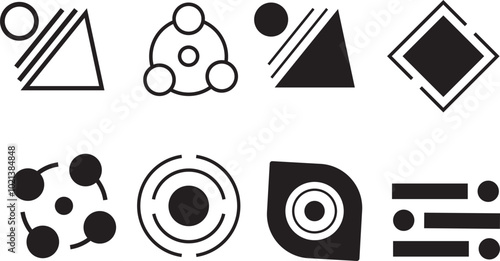  basic shapes collection, set of basic geometric black color isolated on white background.